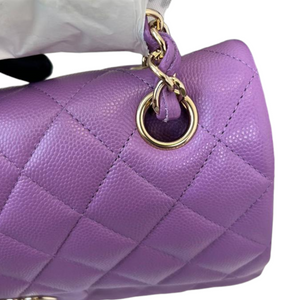 Caviar Quilted Small Double Flap Purple LGHW