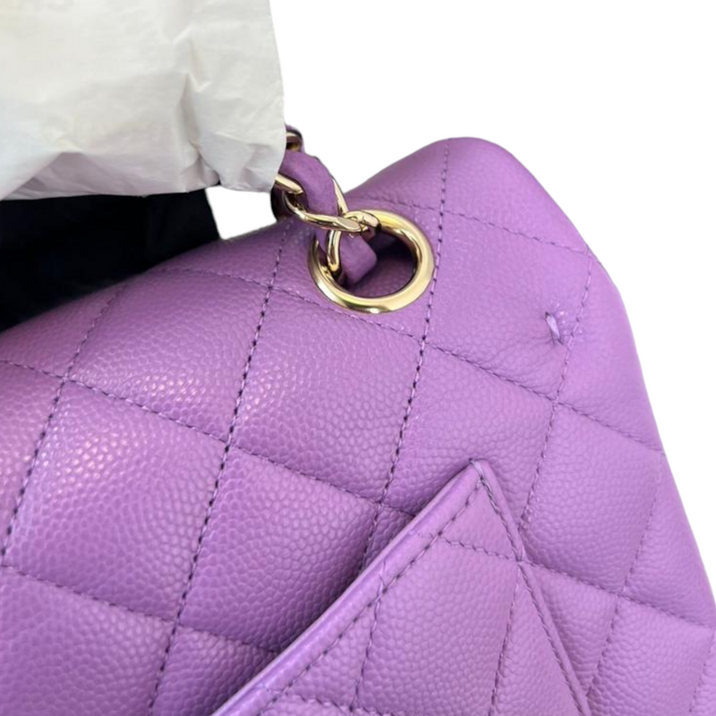 Chanel Jumbo Classic Flap Purple Quilted Lambskin Leather CC Shoulder Bag