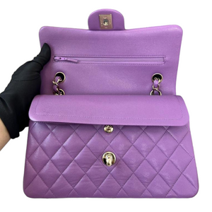 Caviar Quilted Small Double Flap Purple LGHW