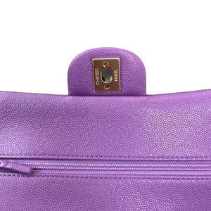 Caviar Quilted Small Double Flap Purple LGHW