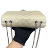 Python Quilted Chanel 3 Accordion Flap Bag Beige SHW