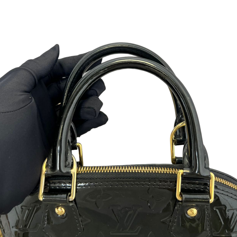 LV LV Women Alma BB Handbag in Metallic Monogram Vernis Patent  Leather-Silver in 2023