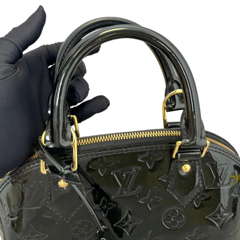 Louis Vuitton Alma Pm Patent Leather Handbag in Black