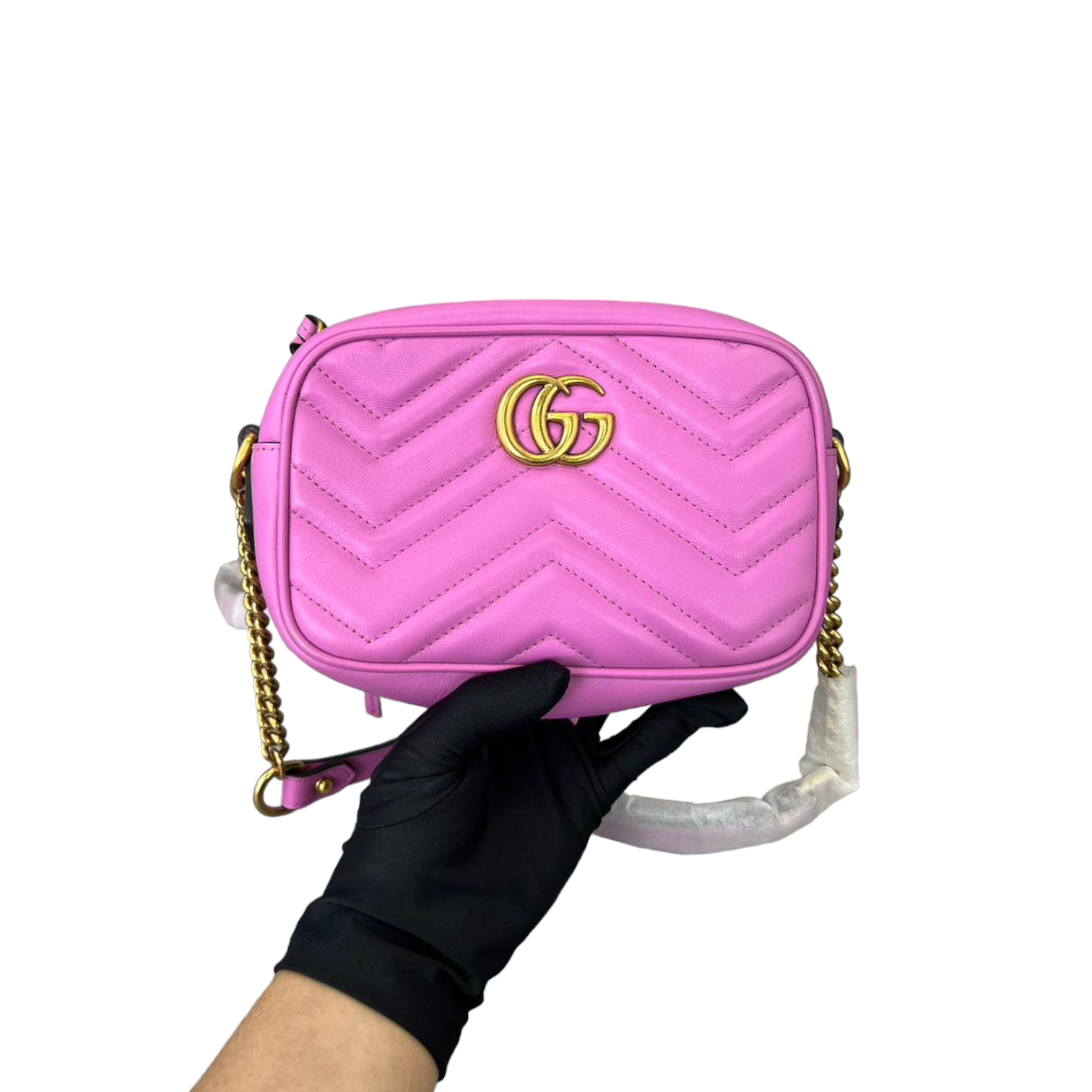 Gucci Marmont Cosmetic Case GG Medium Pastel Pink in Matelasse Calfskin  Leather with Palladium-tone - US