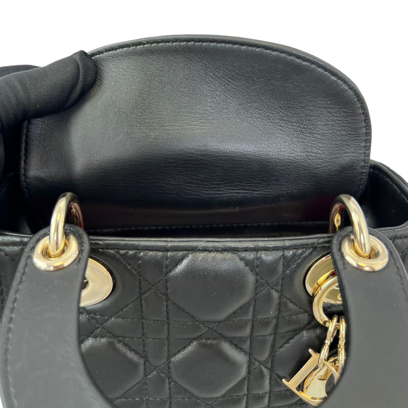 Medium Lady Dior Bag Black Grained Cannage Calfskin