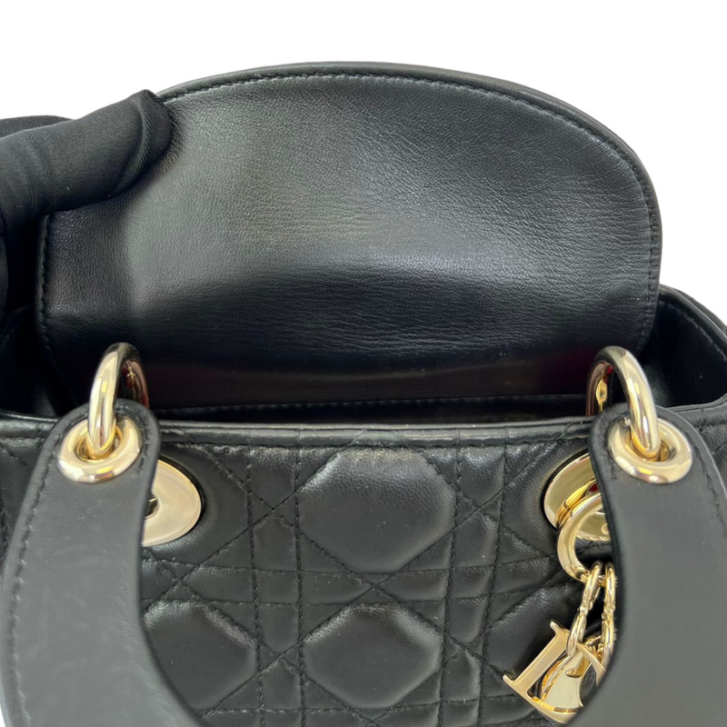 Mini Lady Dior Lambskin Cannage Black GHW