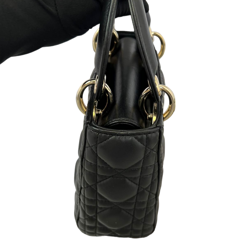 Mini Lady Dior Lambskin Cannage Black GHW