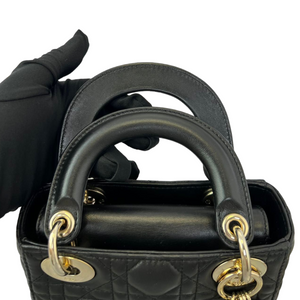 Mini Lady Dior Lambskin Cannage Black GHW