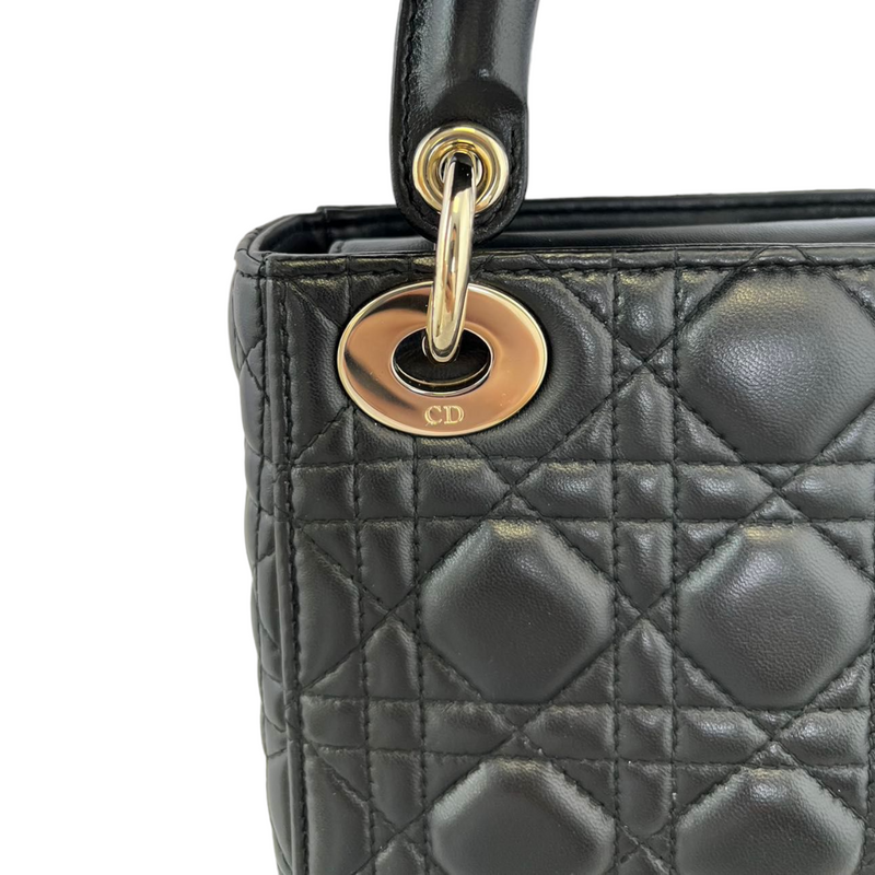 Mini Lady Dior Lambskin Cannage Black GHW