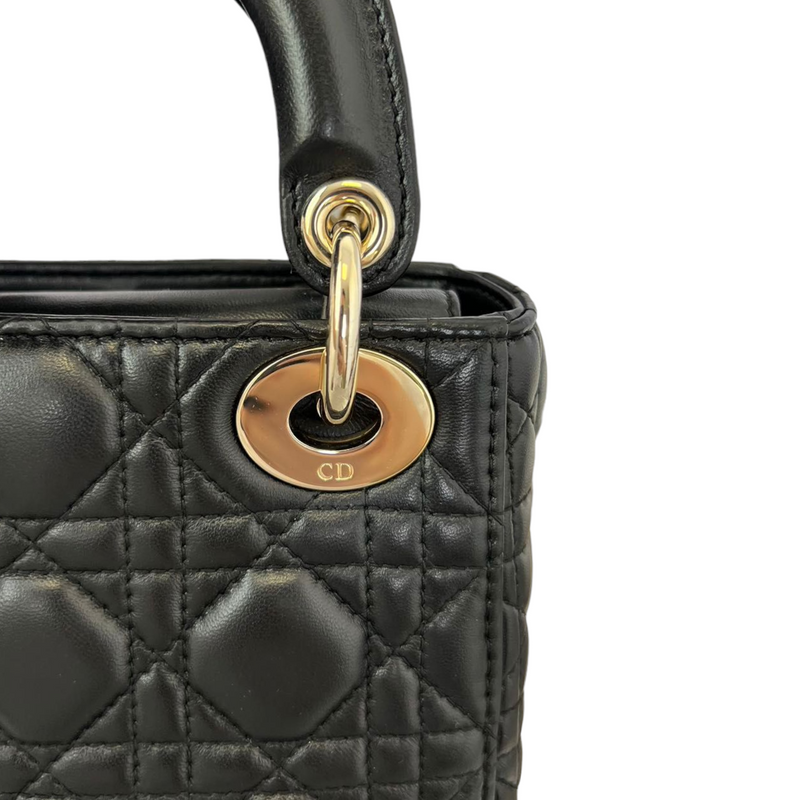 Mini Lady Dior Lambskin Cannage Black GHW