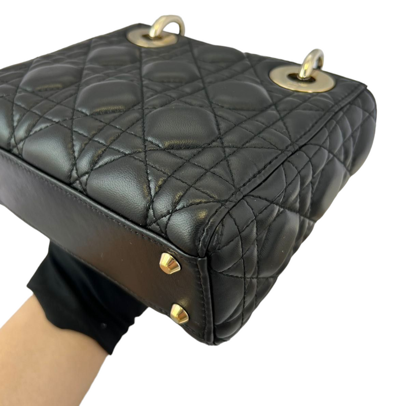 Mini Lady Dior Lambskin Cannage Black GHW