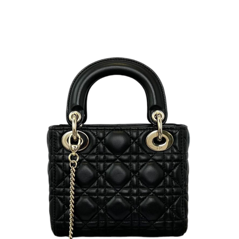 Mini Lady Dior Lambskin Cannage Black GHW