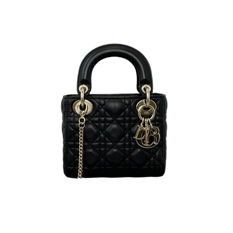 Mini Lady Dior Lambskin Cannage Black GHW