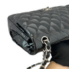 Jumbo Double Flap Black Patent Quilted Shoulder Bag SHW
