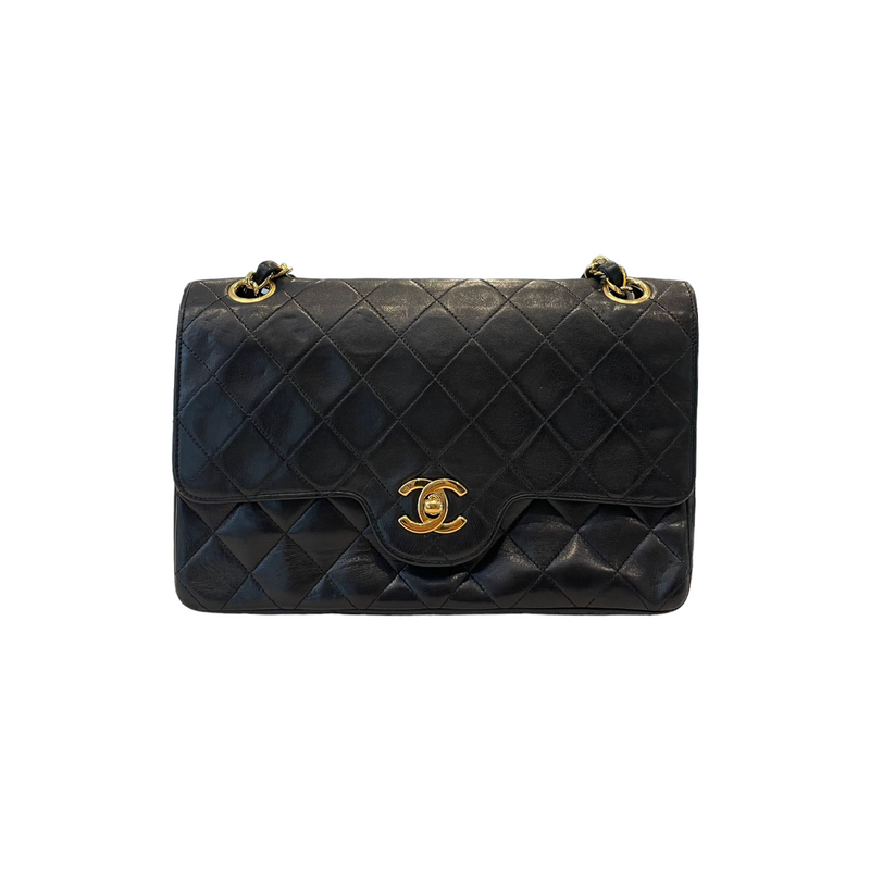 CHANEL Vintage 90s Black Lambskin Leather Classic Flap Quilted Mini  Shoulder Bag 