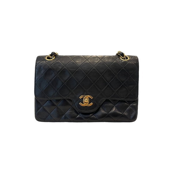 Lambskin Quilted Small Vintage Double Flap Black GHW