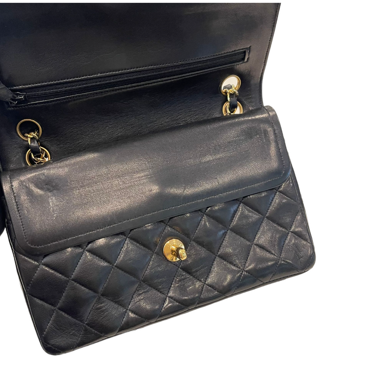 Chanel Classic Double Flap Quilted Caviar Gold-tone Medium Black