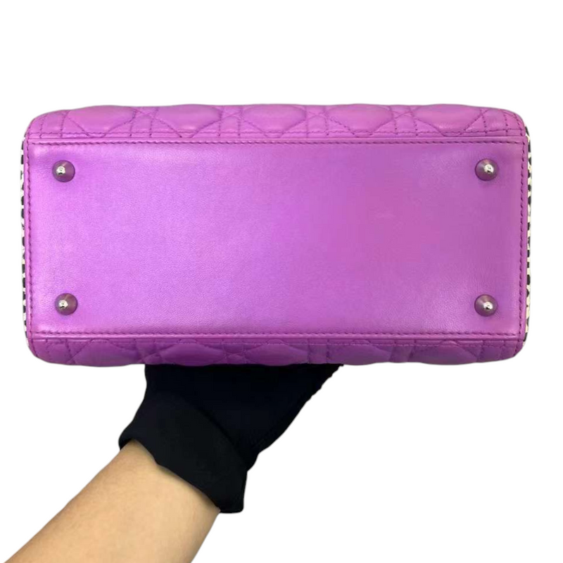 Medium Tri-Color Lady Dior Purple Python Sides SHW