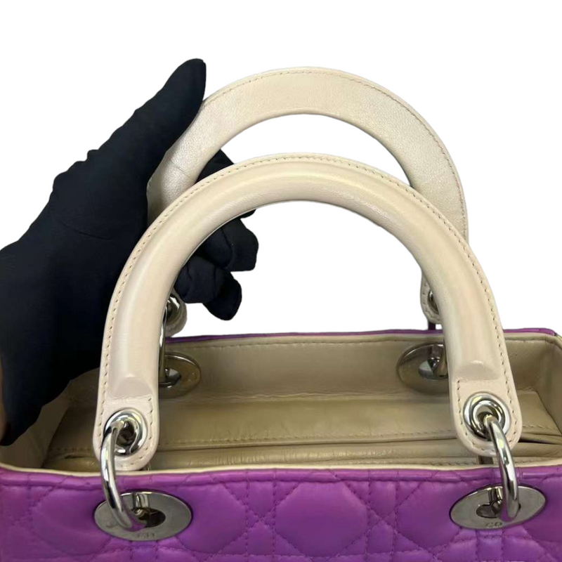 Medium Tri-Color Lady Dior Purple Python Sides SHW
