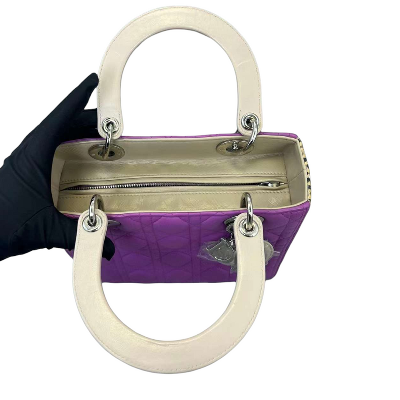 Medium Tri-Color Lady Dior Purple Python Sides SHW