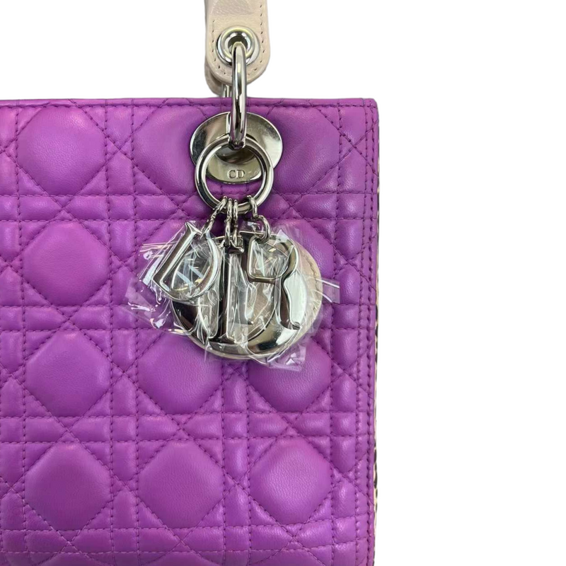 Medium Tri-Color Lady Dior Purple Python Sides SHW
