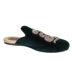 Velvet Snake Lawrence Slippers Green Size 8