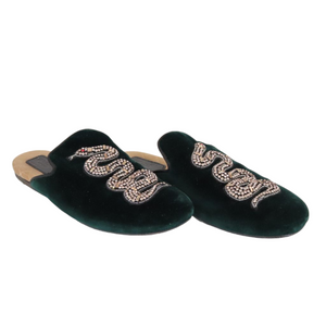 Velvet Snake Lawrence Slippers Green Size 8