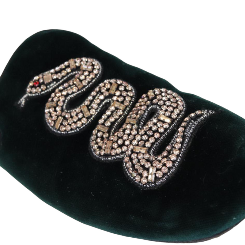 Velvet Snake Lawrence Slippers Green Size 8