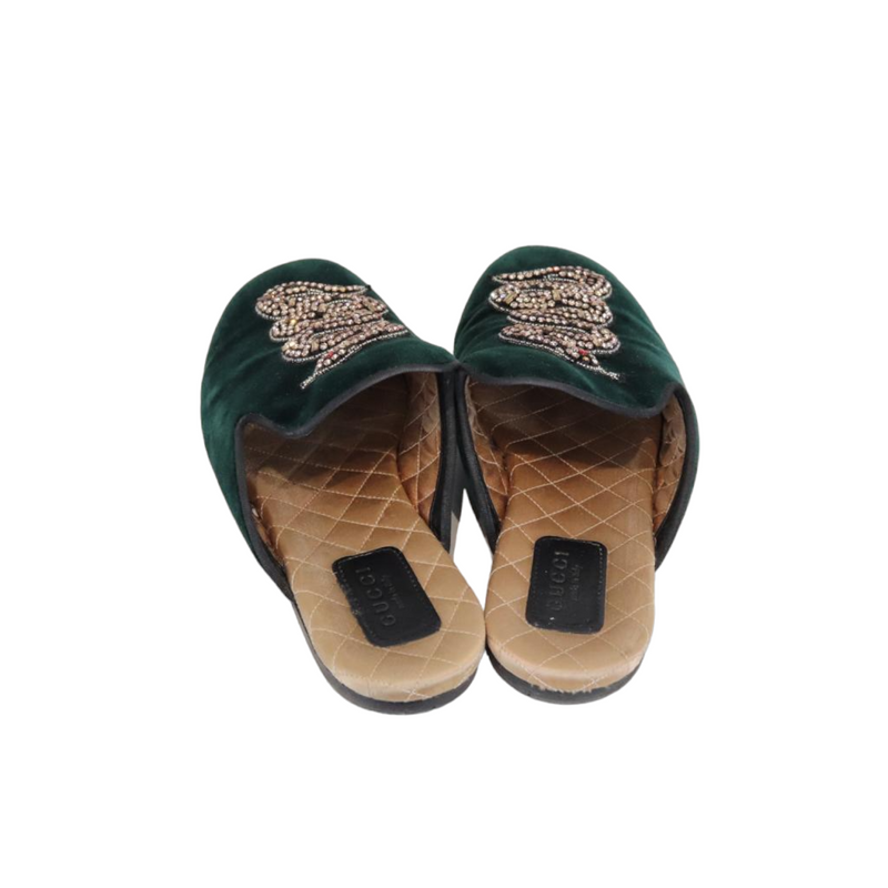 Velvet Snake Lawrence Slippers Green Size 8