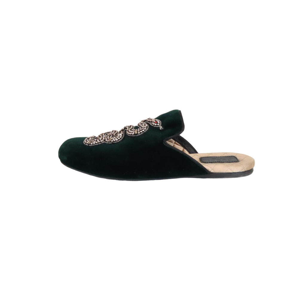 Velvet Snake Lawrence Slippers Green Size 8