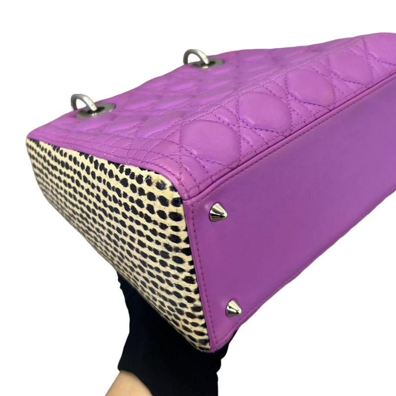 Medium Tri-Color Lady Dior Purple Python Sides SHW