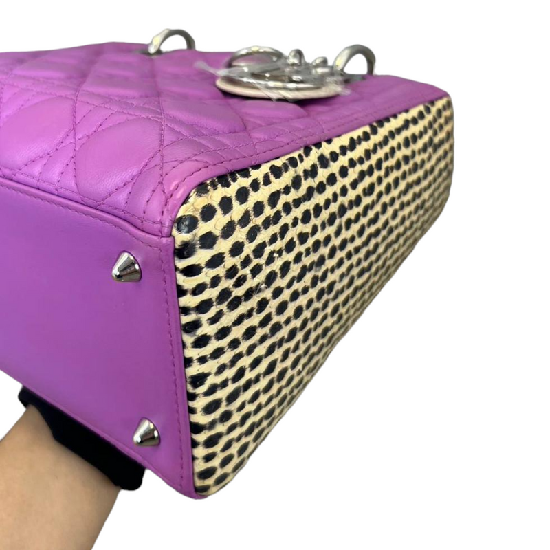 Medium Tri-Color Lady Dior Purple Python Sides SHW