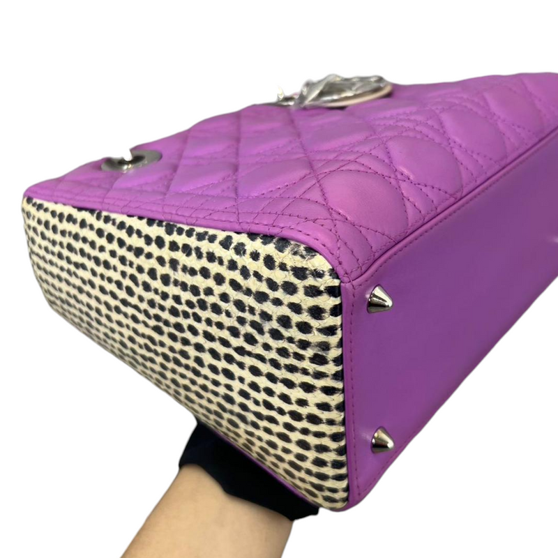 Medium Tri-Color Lady Dior Purple Python Sides SHW