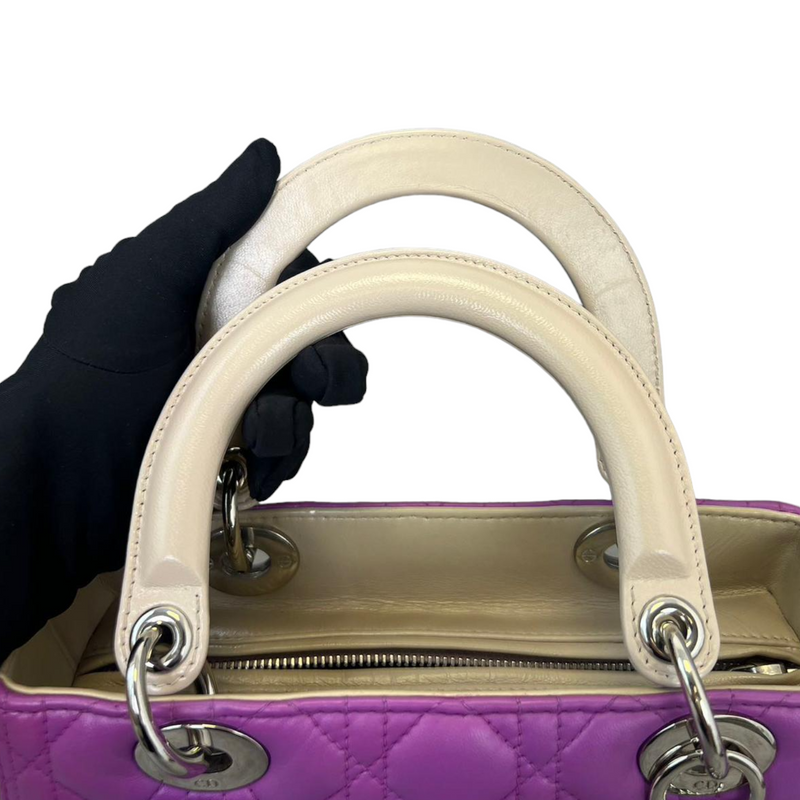 Medium Tri-Color Lady Dior Purple Python Sides SHW