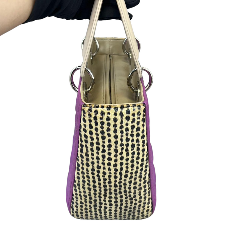 Medium Tri-Color Lady Dior Purple Python Sides SHW
