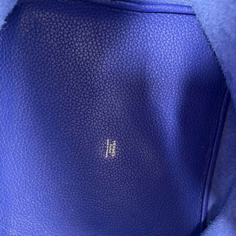 Hermes Picotin Lock bag PM Blue de presse Clemence leather Silver hardware