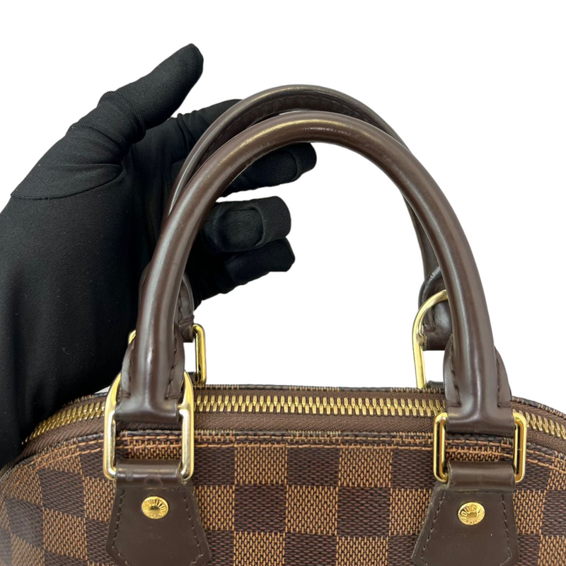 Louis Vuitton Womens Knightsbridge Damier Ebene Buckle Boston Bag Handbag Brown