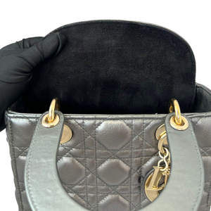 Metallic ABC Lady Dior Small Gunmetal Grey GHW