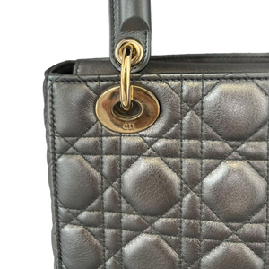 Metallic ABC Lady Dior Small Gunmetal Grey GHW