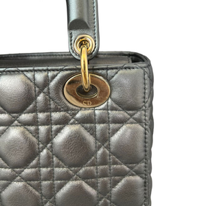 Metallic ABC Lady Dior Small Gunmetal Grey GHW