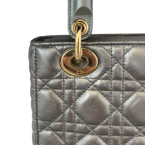 Metallic ABC Lady Dior Small Gunmetal Grey GHW