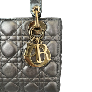 Metallic ABC Lady Dior Small Gunmetal Grey GHW