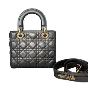 Metallic ABC Lady Dior Small Gunmetal Grey GHW