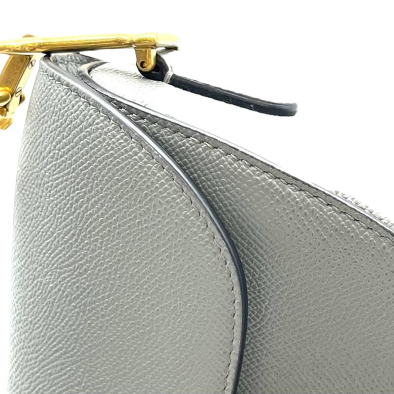 Grained Calfskin Medium Saddle Bag Grey GHW