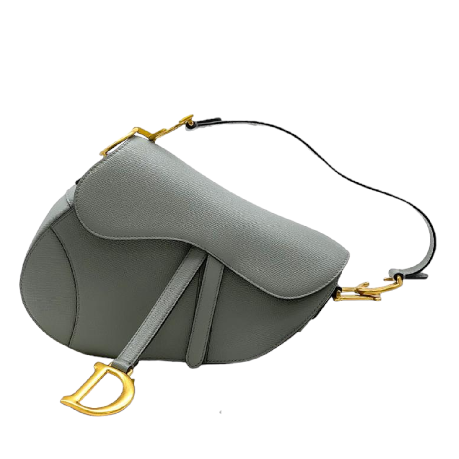 Christian Dior Grained Calfskin Saddle Bag Grey GHW Bag Religion
