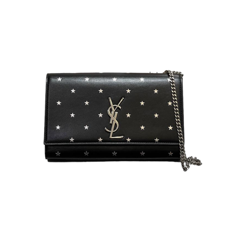 Star Studded Monogram Small Kate Satchel Black