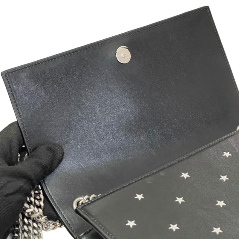 Star Studded Monogram Small Kate Satchel Black