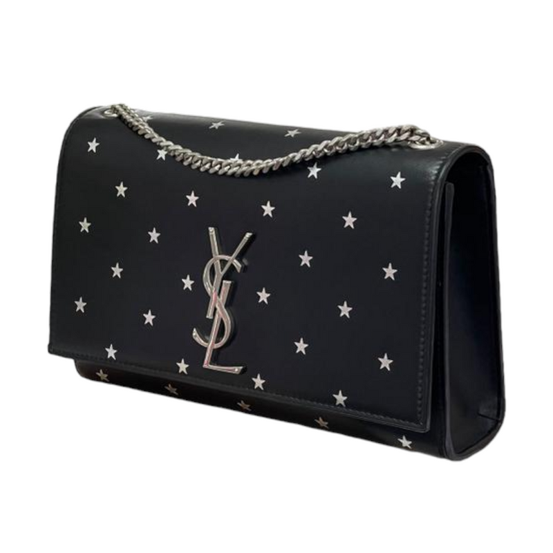 Star Studded Monogram Small Kate Satchel Black