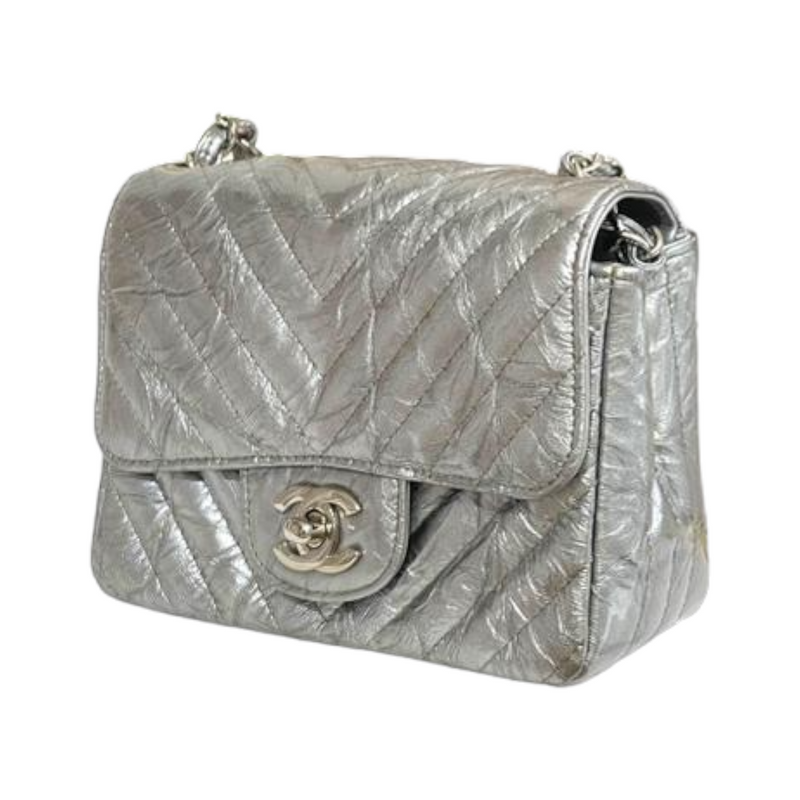 Chanel Seafoam Green Lambskin Quilted Rectangular Mini Flap Bag