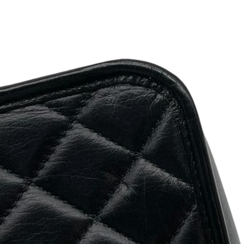 Calfskin Quilted Large Classic Shopping Tote Black SHW